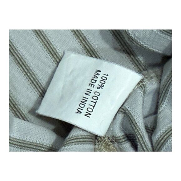 DLX Golf Polo Shirt Mens Medium Green White Striped Double Mercerized Cotton - Picture 6 of 7